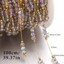 1米304不锈钢镀18K金多色玻璃珠链，手工串珠链，DIY饰品项链手链制作链，女士不锈钢饰品配件 - 鏈條 - 查看 15