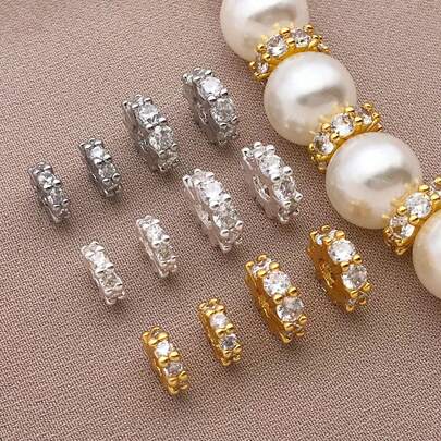 2 hạt pha lê mạ vàng 18K, dày 6/8mm, màu bạc và vàng trắng, trang sức DIY thanh lịch phù hợp cho vòng tay, dây chuyền và bông tai - Món đồ không thể thiếu cho những bữa tiệc cưới hoàn hảo.