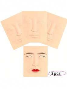 3 miếng da giả silicon tập luyện Micro Lift, xăm hình, kẻ lông mày, trang điểm, dành cho người mới bắt đầu, thảm tập trang điểm môi, lông mày, môi, trang điểm mắt, làm đẹp, trang điểm, biểu diễn - Xem 7