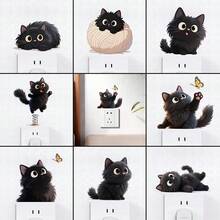 8 Pieces/Set Cute Cat Switch Stickers,Lovely Kitten Wall Decor For Bedroom,Living Room,Self-Adhesive Wall Stickers - 8 Pieces Cat - View 1