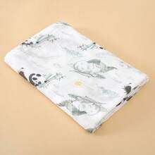 Yue Ye 1pc Baby Cartoon Print Lightweight Breathable Multifunctional Swaddle Blanket, Can Also Be Used As Bath Towel, Thin Summer Version, Suitable For Home & Outdoor Use - White - View 12