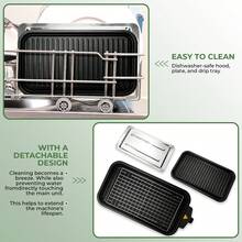 Smoke-Free Mode Electric Grill For Home Use 3-In-1 Functionality Grill & Pan-Fry Modes For Meat 304 Stainless Steel Construction Ideal For Family Gatherings And Friends' Dinners Green - 美規B型插(110-127V) - 查看 6