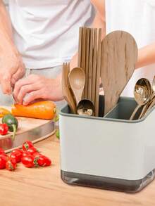 1个餐具沥水架，厨具架水槽置物架碗碟晾干架，厨房收纳配件，适用于餐具、银器、筷子、刀叉、勺子、锅铲（灰色） - 灰色 - 查看 3