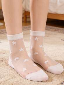 1 Pair Spring/Summer Fashion Casual Transparent Star Crystal Glass Silk Stockings, Breathable - Multicolor - View 6