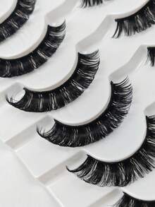7 Pairs Fashionable Criss-Cross False Eyelashes - Black - View 3