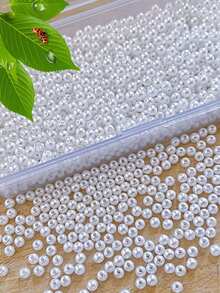 500pcs/1000pcs 4mm/6mm/8mm/10mm Water-Polished ABS Milky White & Pure White Faux Pearl Round Beads, Suitable For DIY Phone Chains, Bags, Tassels, Hair Clips, Bracelets, Anklets, Beads And Accessories - White - View 2