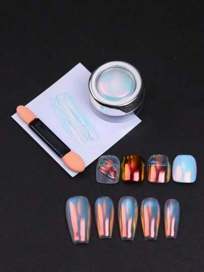 1盒镜面效果美甲粉，全息颜料，亮泽美甲粉，变色龙彩虹极光美甲闪粉，美甲装饰