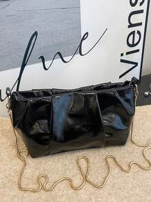 Women's Metallic Silver Ruched Cloud Bag, Mini Chain Crossbody & Shoulder Bag, Evening Clutch Purse For Party Date - Multicolor - View 8