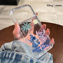 Disney Stitch And Angel "NAMA-STAY AT THE BEACH" Tropical Ice Cream Pattern Phone Case, Casual Cute Disney Accessory Suitable For IPhone 17/17 Pro/17 Pro Max/17 Air/16/15/14/13/12/11/X Series Transparent Space Print Phone Case - Clear - View 2