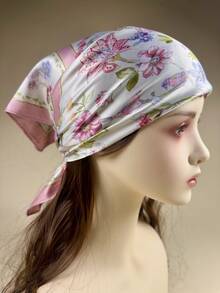 1pc Women's Tree & Bird Printed Headscarf/Headband/Hair Accessory, An Ideal Choice To Create Fashionable Looks,Beach,Holiday - Baby Pink - View 2
