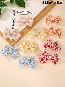 Set de 10 piezas de pinzas para el cabello con flores y lazos de colores, adecuado para decoración diaria - Multicolor - Ver 7