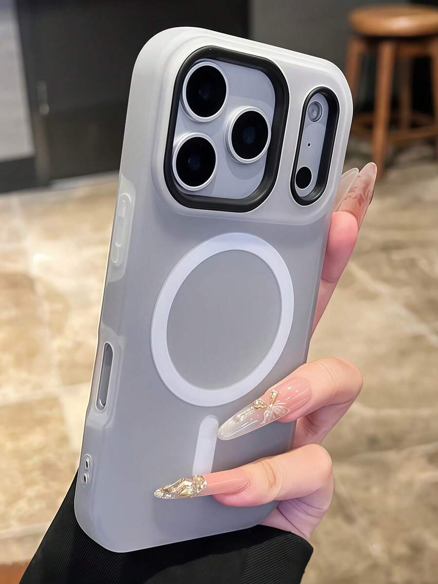 Ốp lưng điện thoại từ tính màu trơn mờ, tối giản, tương thích với iPhone 17/17Air/17Pro/17ProMax/16/16Pro/16ProMax/16Plus/15/14/13/12/11 Pro Max, hỗ trợ sạc không dây, mặt lưng silicon mềm mại. - màu đen - Xem 1
