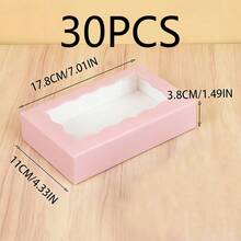 12个7x4.3x1.6英寸粉色饼干盒，带透明窗口，小型饼干盒，烘焙食品盒，婚礼甜点展示盒，适用于糕点、甜甜圈、馅饼、糖果、马卡龙、巧克力松露等。 - 粉色 - 查看 16