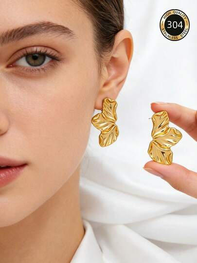 一对304不锈钢耳环，欧美风格，适合派对、宴会、旅行、婚礼、度假、日常佩戴，也可作为母亲节礼物。