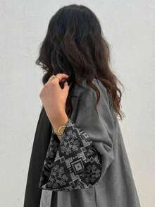 1件優雅經典波希米亞風睡袍，適合旅行，春秋款 - 灰色 - 查看 2