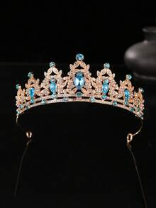 A Stylish And Exquisite Alloy Crown Suitable For Women's Wedding Party Hair Accessories,Summer,Beach - Baby Blue - View 6