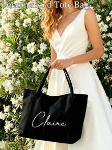 1 chiếc túi tote tùy chỉnh, túi xách nữ, túi đi biển, túi tote đi biển cho phù dâu, túi tote vải canvas tùy chỉnh, có thể in tên của bạn, dễ mang theo, dung tích lớn, có thể tái sử dụng. Đây là món quà lý tưởng dành cho phụ nữ, chất lượng cao và có thể tùy chỉnh, hoàn hảo cho đám cưới, tiệc cưới và du lịch. Chúng cũng là món quà ngày lễ cá nhân hóa hoàn hảo cho Giáng sinh, Lễ Tạ ơn, Năm mới và Ngày Valentine. - Nhiều màu - Xem 5