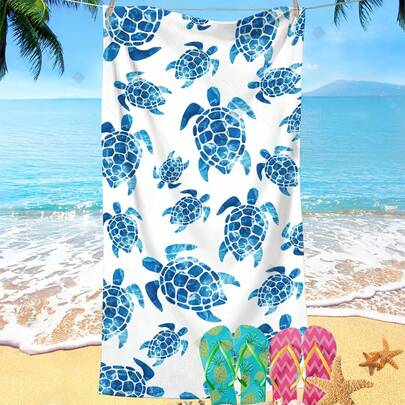 Khăn tắm biển siêu mềm làm từ sợi microfiber với họa tiết rùa biển xanh, khăn cỡ lớn phù hợp cho gia đình, phòng tắm, du lịch ngoài trời, thấm hút cực tốt và nhanh khô, món quà tuyệt vời cho sinh nhật, phụ nữ, yoga, bơi lội, chạy bộ, du lịch, cắm trại.