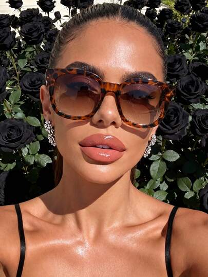 1 Pair Unisex Square Leopard Print Classic Bohemian Style Sunglasses, Suitable For Vacation, Travel, Summer Accessories, Sports Style, Driving, Holiday Outfits, Beach, Music Festivals, Outdoor Outings, Family Trips, UV Protection, Golf, Hiking, Elegant Attire, Street Style Accessories, Vacation Atmosphere, Sports, Parties, Outdoor Activities, Street Style, Fishing, Holidays, Sun Protection, Vacation