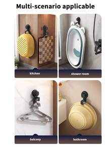 1/2pcs Utility Hooks Storage Hook For Children's Bathtubs Wall-Mounted Space-Saving Hook No-Drill Bathroom Sink Organizer With Suction - Multicolor - View 7