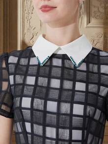 Đầm dạ hội dài bằng vải organza kẻ caro lớn Jacquard nặng dành cho nữ, Đầm dự tiệc cưới, Đầm dạ hội - Nhiều màu - Xem 7