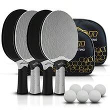 Gdo703deyi  Table Tennis Rackets SetProfessional Ping Pong Paddle Set For 4 Players Composite Rubber Table Tennis Paddles Indoor Or Outdoor Games. - BlackWhite - View 2