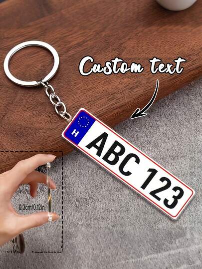 2D personalisierter Schlüsselanhänger mit Nummernschild, individuell bedruckbar mit Text/Zahlen, Name/Datum/Phrase - Nummernschild im Vintage-Stil, Zinklegierung Kette - leichtes Acrylmaterial, geeignet für den täglichen Gebrauch - Erinnerungsgeschenk, geeignet für den Valentinstag