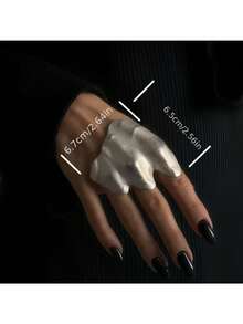 Niche Irregular Texture Ring, Exaggerated And Personalized Knuckle Ring, Artistic Wide-Band Ring, Three-Dimensional Folded Texture Design, Dark Cool And Stylish Versatile Hand Accessory, Niche-Designed Irregular Folded Joint Ring, Minimalist And Advanced Cold-Style Ring, Unique And Exquisite Three-Dimensional Shaped Knuckle Ring, Versatile And Personalized Hand Accessory - Nhẫn đeo đốt ngón tay thể hiện cá tính phóng đại - Xem 5