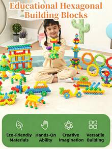 30pcs/88pcs/256pcs Bag Hexagon Building Blocks Toys, Educational STEM Puzzle Bricks For Kids 3-6 Years Old, Sensory Development, Imagination Stimulation, Engineering Construction Set, Colorful Shapes, Birthday & Party Gift - Hexagonal Blocks - View 4