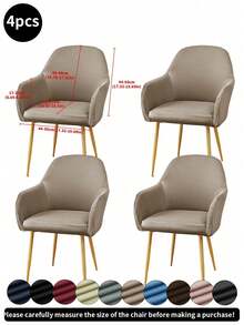 1pc/2pcs/4pcs/6pcs Solid Color New Curved Milk Silk Chair Cover, High Elastic Splash-Proof Dust-Proof Decorative Full Chair Slipcover, Suitable For Hotel, Living Room, Study, Dining Room, Daily Use, Light Mocha, Black, Light Gray - Multicolor - View 38
