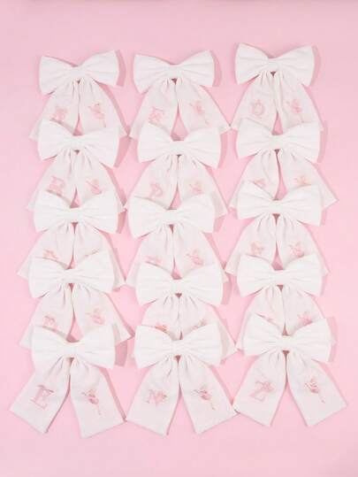 1个白色字母A-Z发夹，女孩刺绣装饰棒球发夹芭蕾舞纯色鳄鱼夹优雅运动发夹派对日常发夹青少年发饰