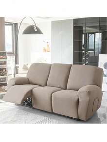 1/2/3pcs Milk Silk Sofa Cover, Thickened Elastic, Waterproof Dust-Proof, Wear-Resistant Anti-Fouling Cat Claw Pattern, Non-Slip Sofa Slipcover, American Style, Suitable For Living Room, Bedroom And Other Occasions - Light Coffee - View 6