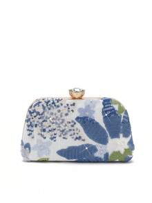 Versatile, Fresh, And Stylish New Chinese-Style Beaded Sequined Party Bag With A Touch Of Luxury And Sophistication, Perfect For Evening Events. - Blue - View 2