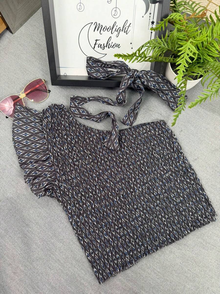 Women's Top With Prints, Casual Daily Wear, For The Summer Beach - Màu Tím - Xem 1