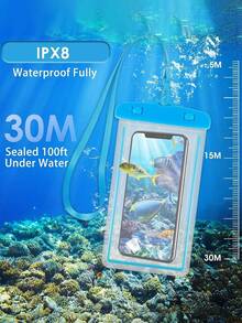 1pc Waterproof Luminous Phone Pouch, Waterproof Phone Bag, Swimming Neck Strap Phone Pouch, Touch Screen Lanyard Phone Pouch, Glow-In-The-Dark Phone Pouch - Multicolor - View 10