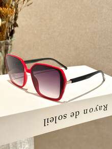 1pc Unisex Square Geometric Frame Metal Decor Contrast Color Y2K Retro Streetwear Minimalist Fashion Glasses, Suitable For Vacation - Multicolor - View 14