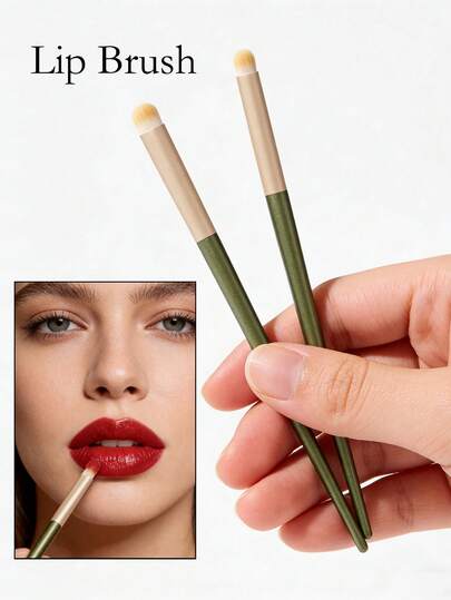 2支/1支装高品质可重复使用唇刷，合成纤维刷毛，易于清洁，防晕染，唇部涂抹器，多功能唇刷工具，遮瑕刷，便携旅行约会化妆工具，适合化妆新手，女性日常必备化妆单品