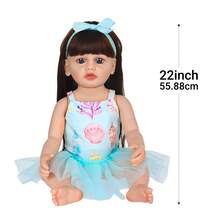 Bộ trang phục búp bê 22 inch với họa tiết vỏ sò, bao gồm: Váy + Chân váy voan + Băng đô, bộ 3 món váy voan chơi mùa hè, phụ kiện búp bê, đồ chơi nhập vai, màu xanh nhạt (Không bao gồm búp bê) - Màu xanh lam - Xem 2