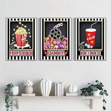 3Pcs No Frame Wall Art Poster ModernVintage Art Canvas Print Posters, Candy Cold Drinks Movie Signs Canvas Wall Art Paintings, Artwork Wall Painting For Living Room Bedroom Office Hallway Kitchen Wall Decors, No Frames - A - View 5