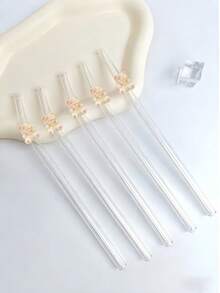 1/4 Set süße Katzen Glas Strohhalm Set - wiederverwendbare gebogene transparente Strohhalme geeignet für Cocktails, Smoothies, Sommergetränke, Pool-Partys, Hochzeiten, Abschlussfeiern, Junggesellinnenabschiede, Strandutensilien, Partydekorationen. Einfach zu reinigen. Toll als Geschenk zum Muttertag, Vatertag, Valentinstag und zu Feiertagen. - Stil 5 - Übersicht 3