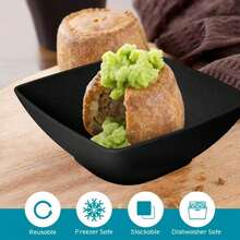 16 Pcs Plastic Square Dinnerware Set - Durable Dishwasher  Microwave , Stackable, Space-Saving - For 4 People, Includes Dinner Plates, Salad Plates, Snack Bowls, Tumblers 20 Oz. - 16件 - 查看 3