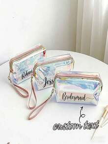 Túi đựng mỹ phẩm hologram tùy chỉnh, túi đựng đồ vệ sinh cá nhân, túi đựng đồ trang điểm, túi trang điểm du lịch xách tay, túi đựng dụng cụ trang điểm, ví đựng tiền xu, túi nhỏ, túi đựng đồ trang điểm, vật dụng cần thiết khi đi du lịch - Nhiều màu - Xem 8