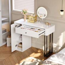 Dressing Table / Fashionable Dressing Table / The Drawer Has 9 Compartments / Easy To Assemble / Suitable For Bedrooms And Living Rooms, White - White - View 6