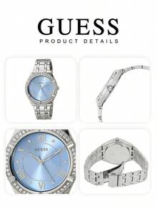 Guess 女士腕表 - Cosmo 钻石银色表盘系列不锈钢表带腕表，耐用不锈钢表带，优雅休闲风格，适合日常佩戴和特殊场合送礼，型号：GW0033L5 - 藍色 - 查看 5