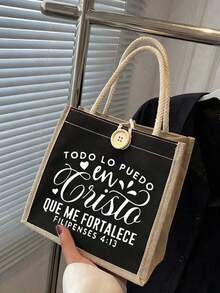 Bolso de lona con tema cristiano y bolsa de cosméticos, impreso con Dios, Jesús, cristianismo y elementos religiosos, bolso multifuncional portátil, bolsa de compras, bolso de lona impreso reutilizable para damas, bolsa de compras con doble asa, bolso de lona casual de gran capacidad, adecuado para el trabajo, la escuela y las compras, conveniente para uso al aire libre, regalo del Día de la Madre, regalo para creyentes cristianos - Multicolor - Ver 8