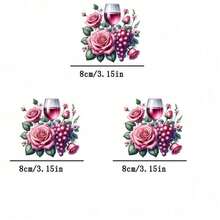 1/2/3pcs Red Wine & Rose Pattern Heat Transfer Stickers, Suitable For DIY Heat Press Decoration On T-Shirts, Pillows, Etc. Available In Multiple Colors, Durable And Washable Plastic DIY Decals For Backpacks, Cushions, Pants, Sofa Covers, High-Quality T-Shirt Prints That Are Washable And Fade-Resistant. - Multicolor - View 9