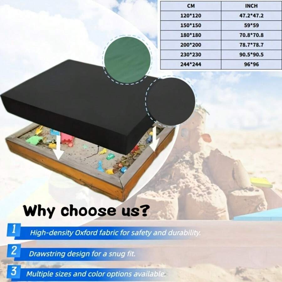1pc Polyester Square Sandbox Sun Shade Cover, With Drawstring Design, Suitable For Use At Beach, Swimming Pool, Patio, Garden, Lawn In Summer (Shade Cover Only) - View 1