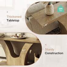 LITTLE TREE 63 Inch Entryway Console Table – 2-Tier Farmhouse Narrow Sofa Table Behind Couch With Curved U-Shaped Base, For Hallway, Entrance, Living Room - 棕色 - 查看 11