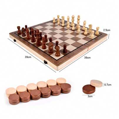 Bộ cờ vua bằng gỗ dành cho người lớn, kích thước 15 inch, quân cờ được chạm khắc thủ công, bàn cờ gấp gọn, trò chơi chiến lược cổ điển để bàn, có ngăn chứa đồ tích hợp, cấu trúc gỗ nguyên khối chất lượng cao, bề mặt nhẵn mịn, bộ cờ vua chuyên nghiệp cấp độ thi đấu, phù hợp cho các trận đấu cạnh tranh, luyện tập cho người mới bắt đầu và các trận đấu nâng cao, lựa chọn giải trí trong nhà lý tưởng.