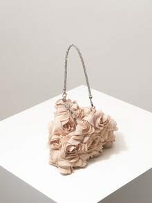 Mini Floral Embroidered Clutch Bag, Elegant Party Bag, Wedding Accessory, Women Gift (Pattern Random) - Khaki - View 6